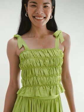 Darling Olive Green Smocked Tank Top